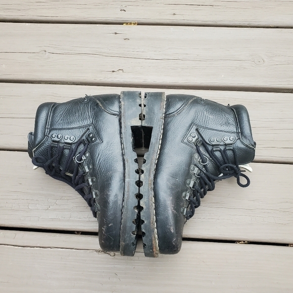 Vintage 80s Black Leather German Bundeswehr Unit Mountain Mountaineering Boots - Picture 3 of 10
